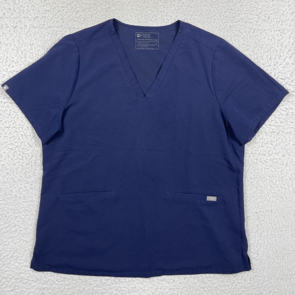 FIGS Scrub Top Womens XXL Navy Blue FW1100 Casma V-Neck Medical Workwear Core